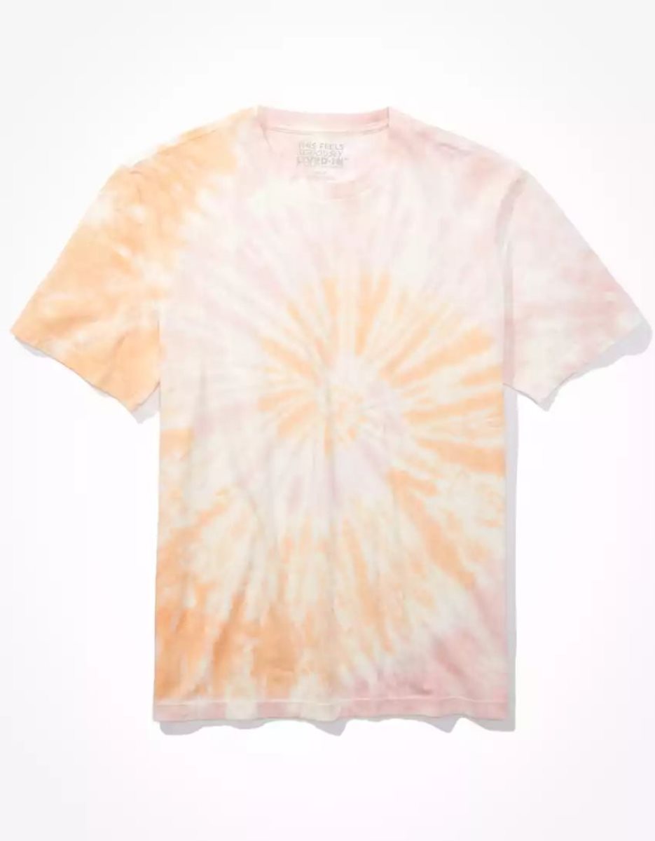 T Shirts American Eagle AE Super Soft Tie-Dye Orange Homme | VXB-23037394